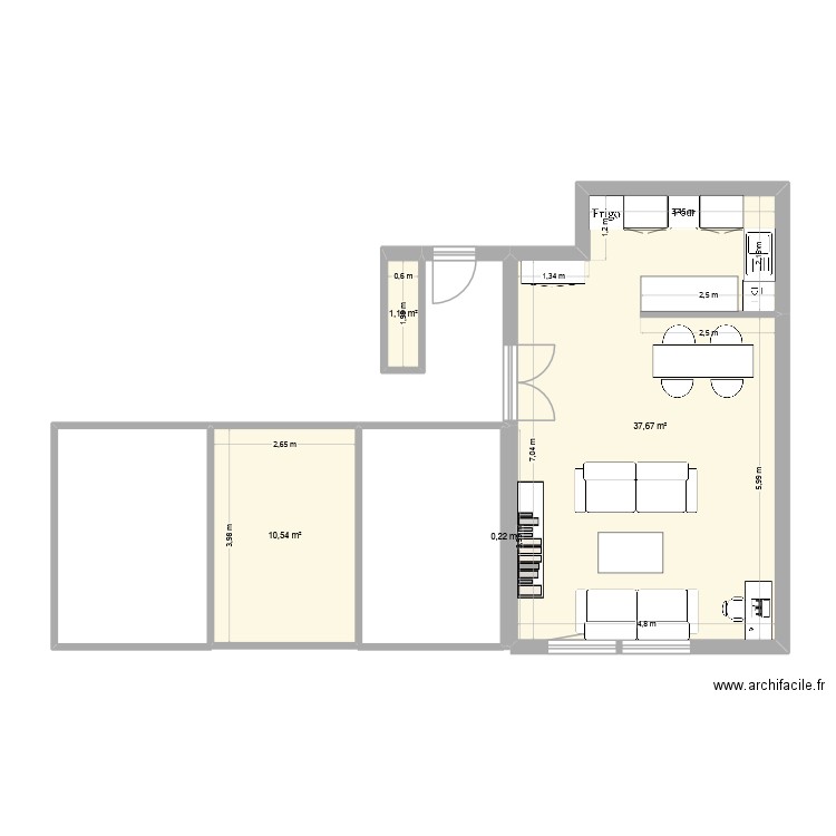 Appartement. Plan de 4 pièces et 50 m2