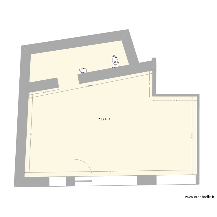 junior senior. Plan de 1 pièce et 51 m2