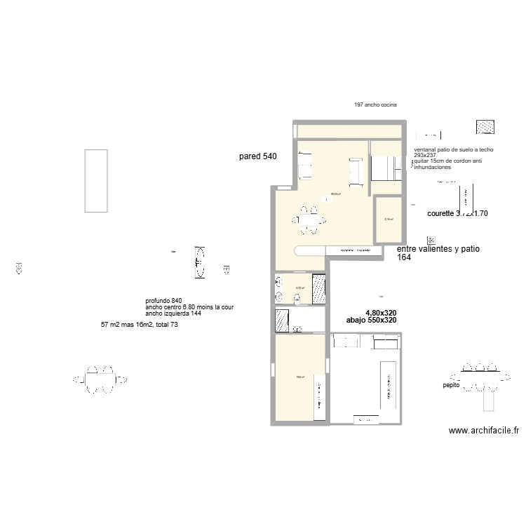 planta baja estrella del mar bis. Plan de 4 pièces et 90 m2