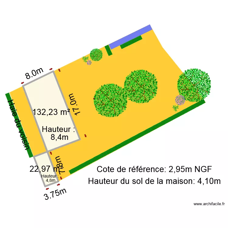 PLAN DE MASSE TERRAIN avant travaux. Plan de 