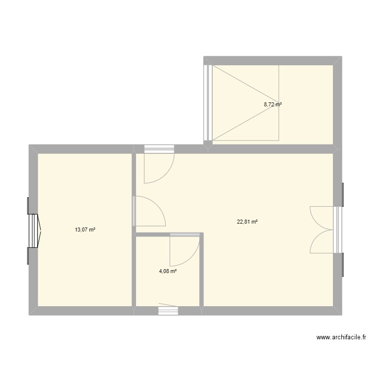 Les Cascals. Plan de 4 pièces et 49 m2