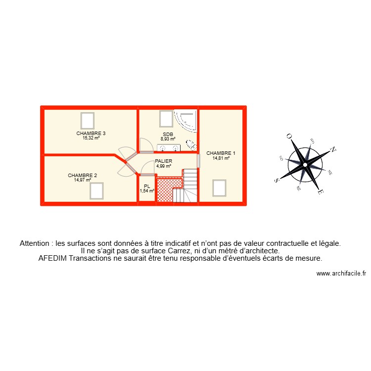 BI 29263. Plan de 23 pièces et 210 m2