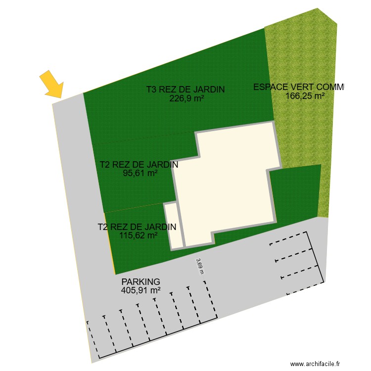 CRAPONNE V3. Plan de 2 pièces et 167 m2