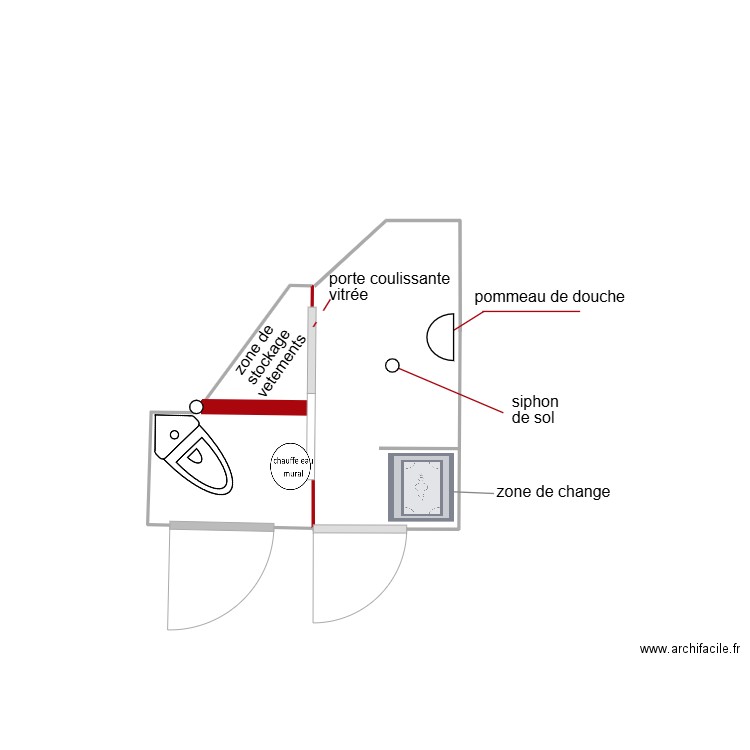 projet 2 douche. Plan de 0 pièce et 0 m2