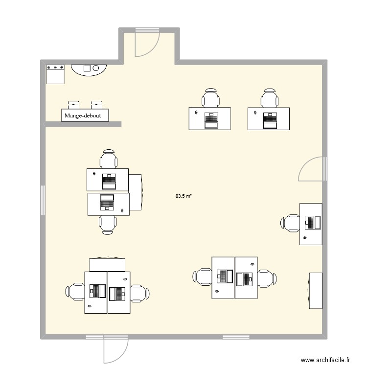 nouveau bureau méthodes. Plan de 1 pièce et 84 m2