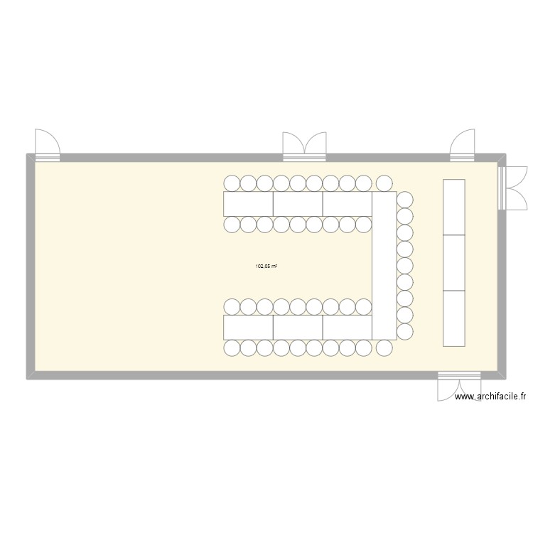 V1 - U. Plan de 1 pièce et 102 m2