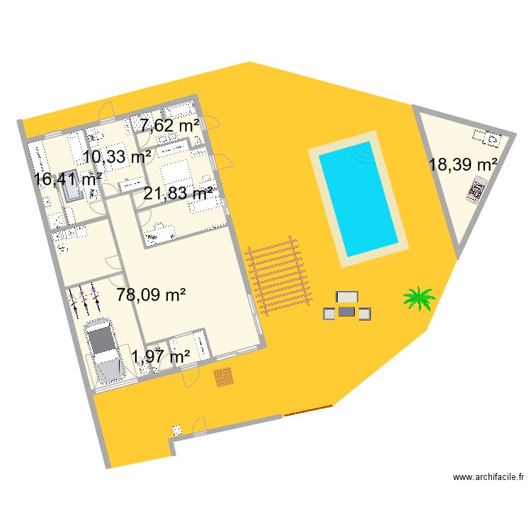 MARCILLY. Plan de 7 pièces et 155 m2