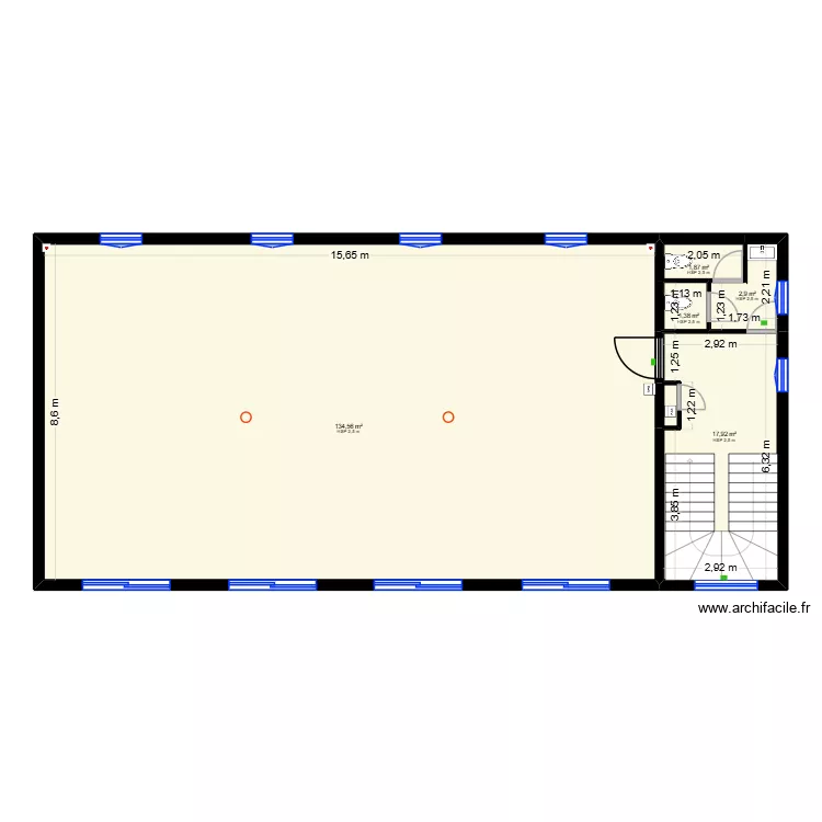 MJ music studio - r+2 existant. Plan de 6 et 159 m² MJ music studio - r+2 existant. Plan de 6 et 159 m²
