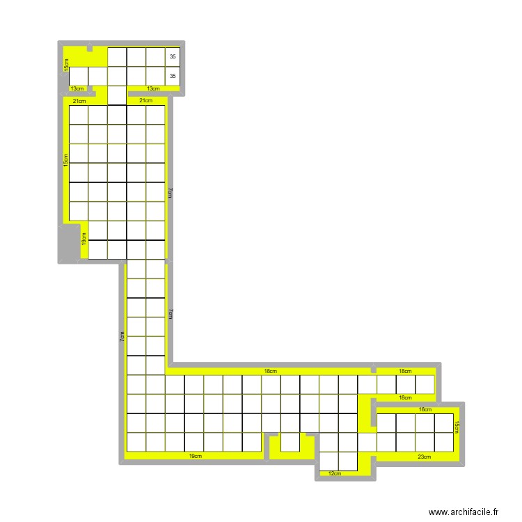 Carrelage Mettewie 2. Plan de 3 pièces et 31 m2