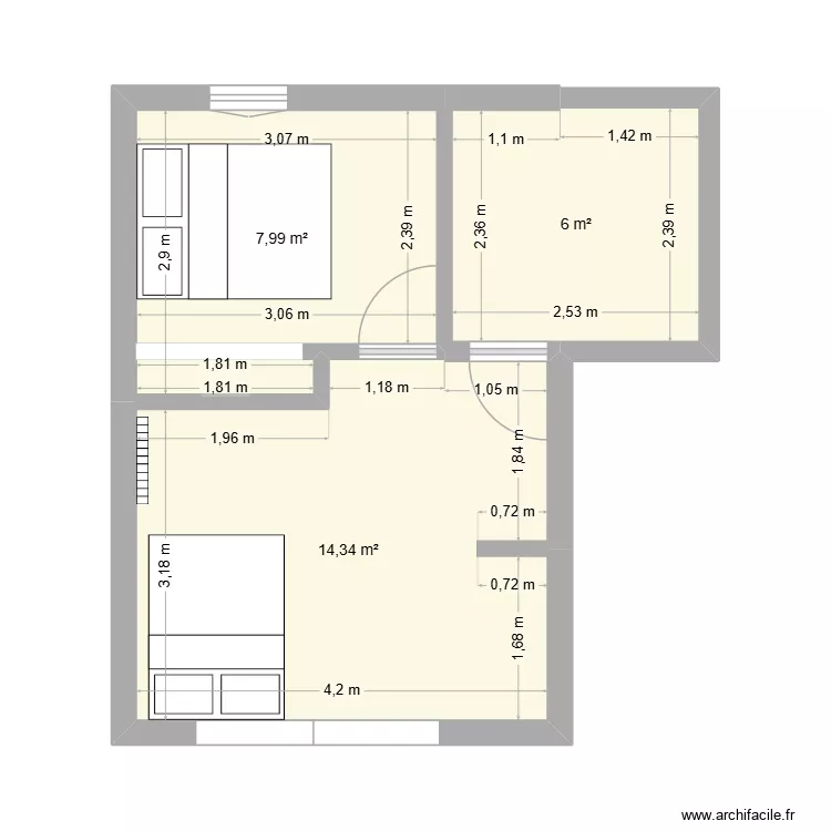 mimi. Plan de 3  et 28 m²