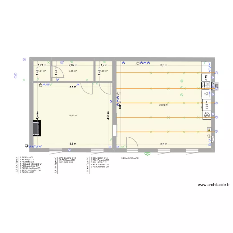 Maison Electricit&eacute; V3. Plan de 5  et 72 m²