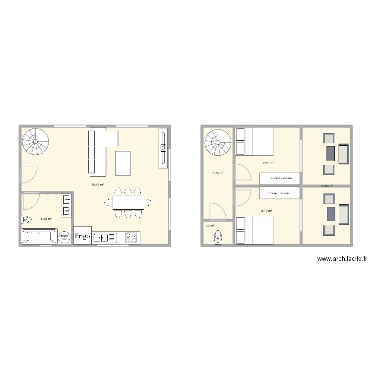 Maison Bianca. Plan de 7 pièces et 82 m2