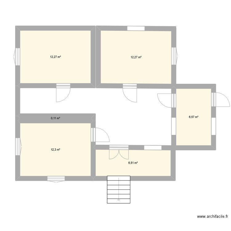 Plan maison Vf2. Plan de 6 pièces et 50 m2