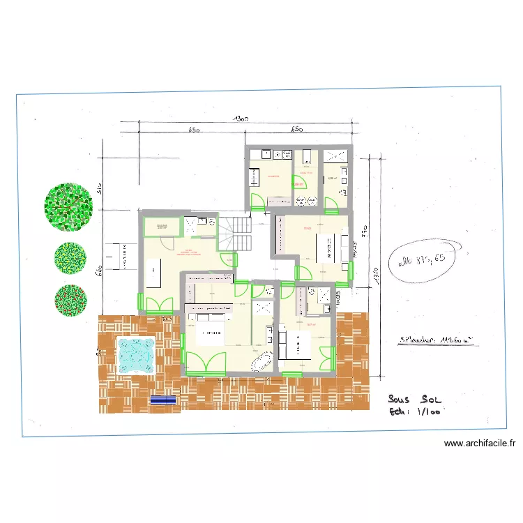 REZ JARDIN ESC CENTR SAMOENS 3CH+SAUNA V2. Plan de 