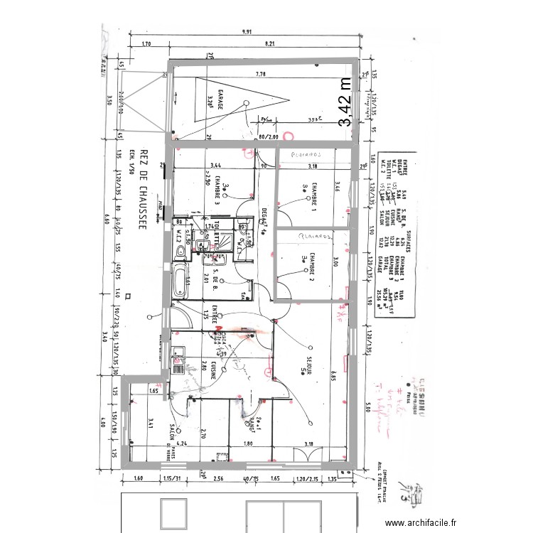 Apres travaux St arnoult V2. Plan de 3 pièces et 113 m2