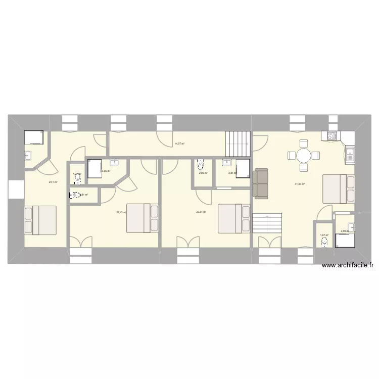 Plan haut maison du milieu. Plan de 12 et 142 m² Plan haut maison du milieu. Plan de 12 et 142 m²