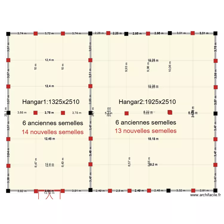 nouvelles semelles  hangar1 et 2. Plan de 