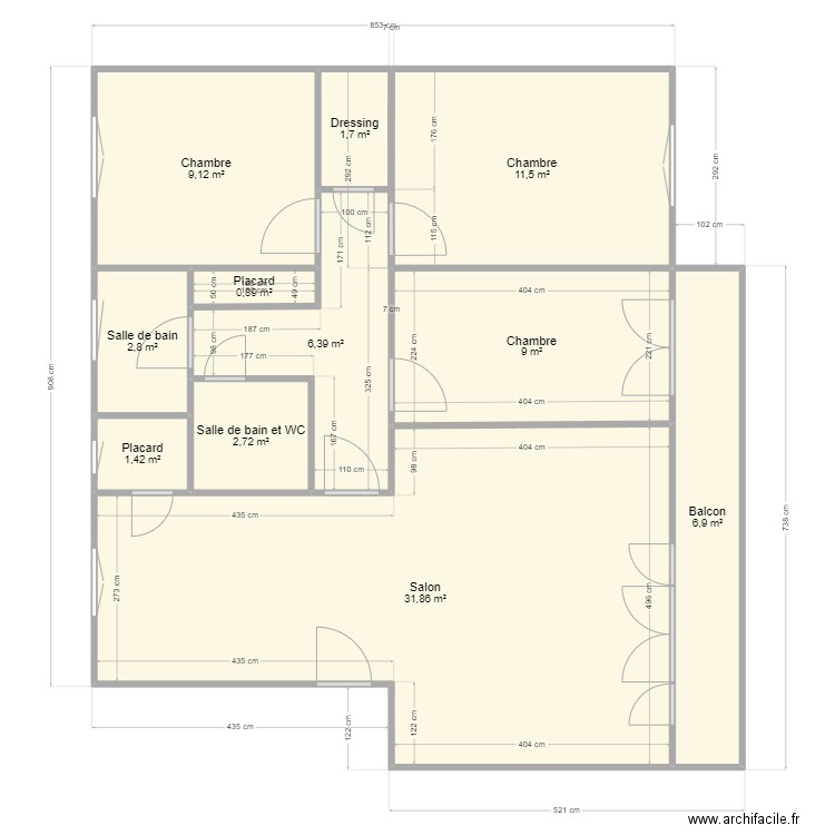 Jouenne 4 pièces. Plan de 11 pièces et 84 m2