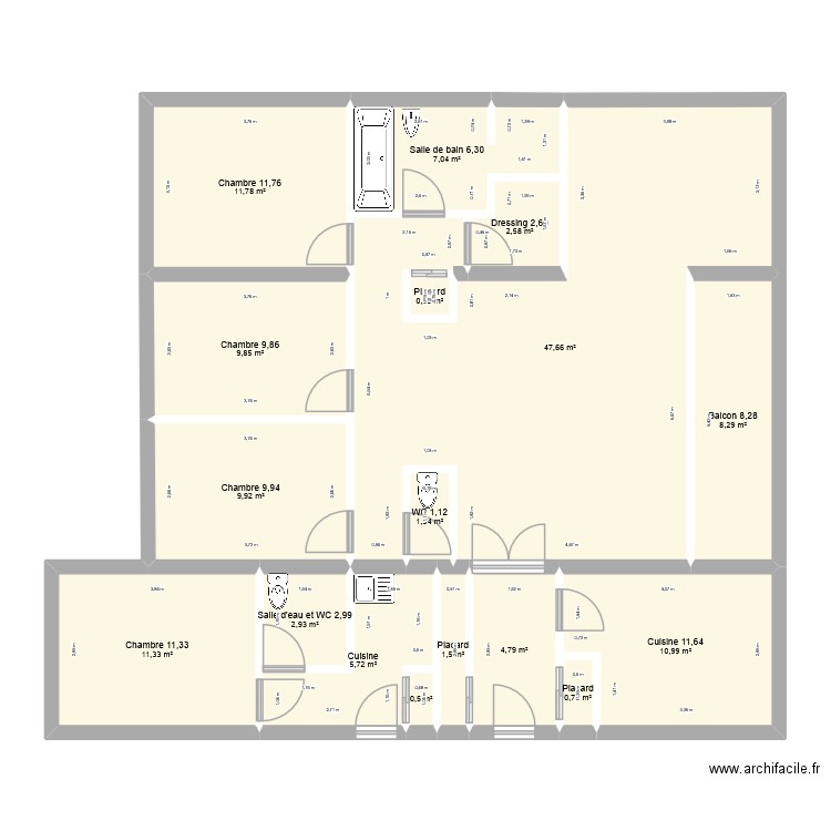 23 Quai Gambetta 2 lots. Plan de 17 pièces et 138 m2