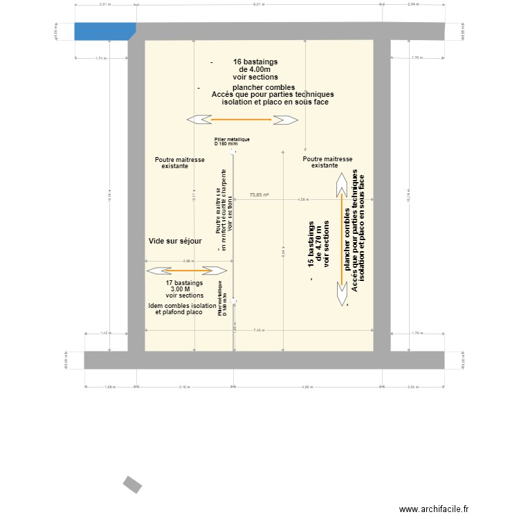 1er Niveau Renforts et plancher Isolation comble                            1er Niveau Plancher combles                                                                                                  et palco sous plafond . Plan de 0 pièce et 0 m2