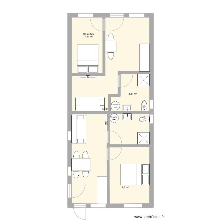 Lots 2 et 3. Plan de 4 pièces et 59 m2