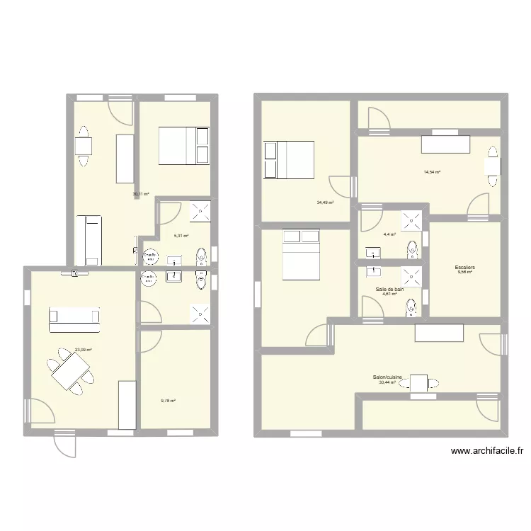 Lots 2 et 3. Plan de 10  et 166 m²