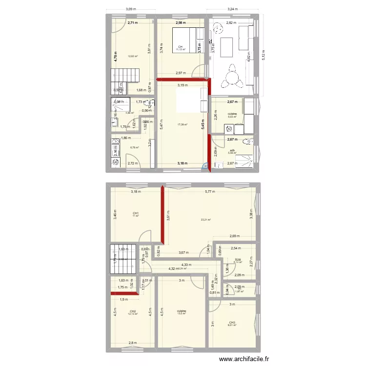 laennec2. Plan de 16 pièces et 150 m²