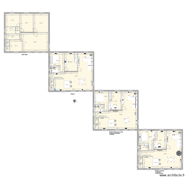Plan clod du fleuri. Plan de 28 pièces et 276 m2