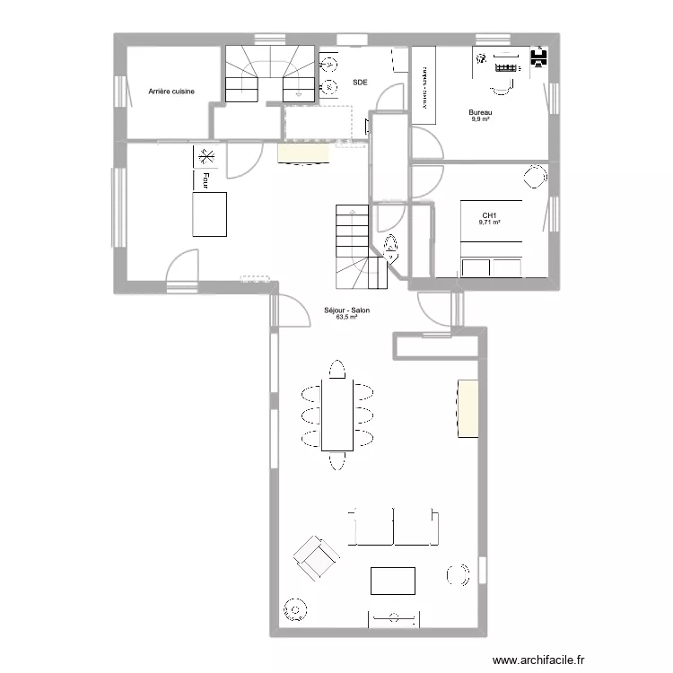 RDC. Plan de 8  et 102 m²