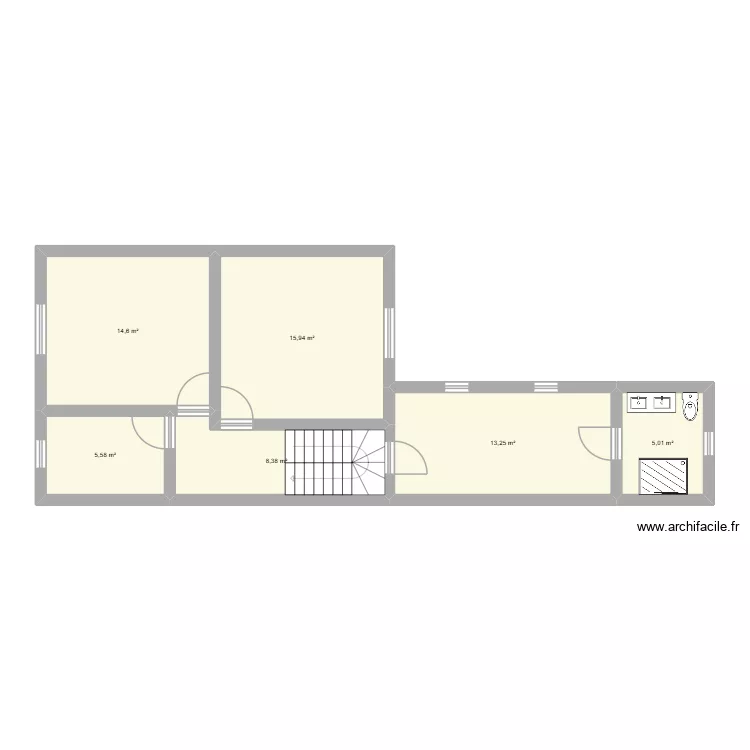 maison 1er. Plan de 6  et 63 m²