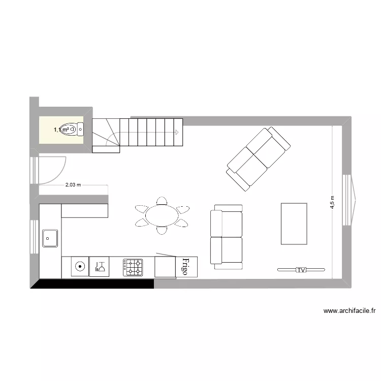maison. Plan de 1  et 1 m²
