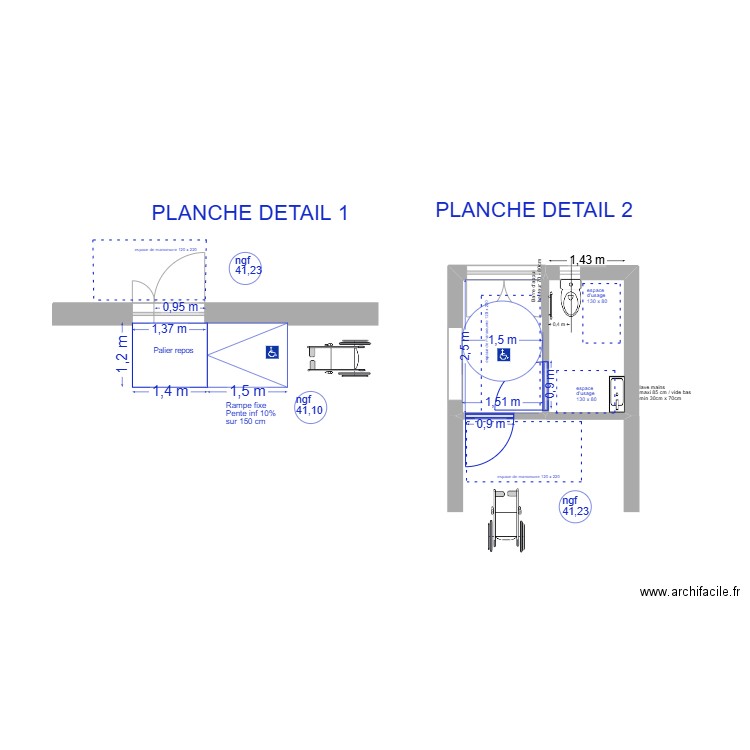 détail AT7 annexe. Plan de 2 pièces et 7 m2