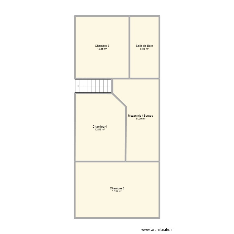 Maison Bellefond 2025 - 1er étage. Plan de 5 pièces et 61 m2