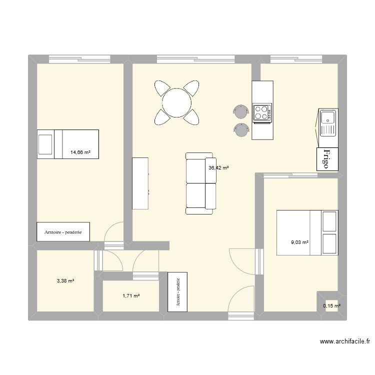RAMEAU A2. Plan de 6 pièces et 65 m2