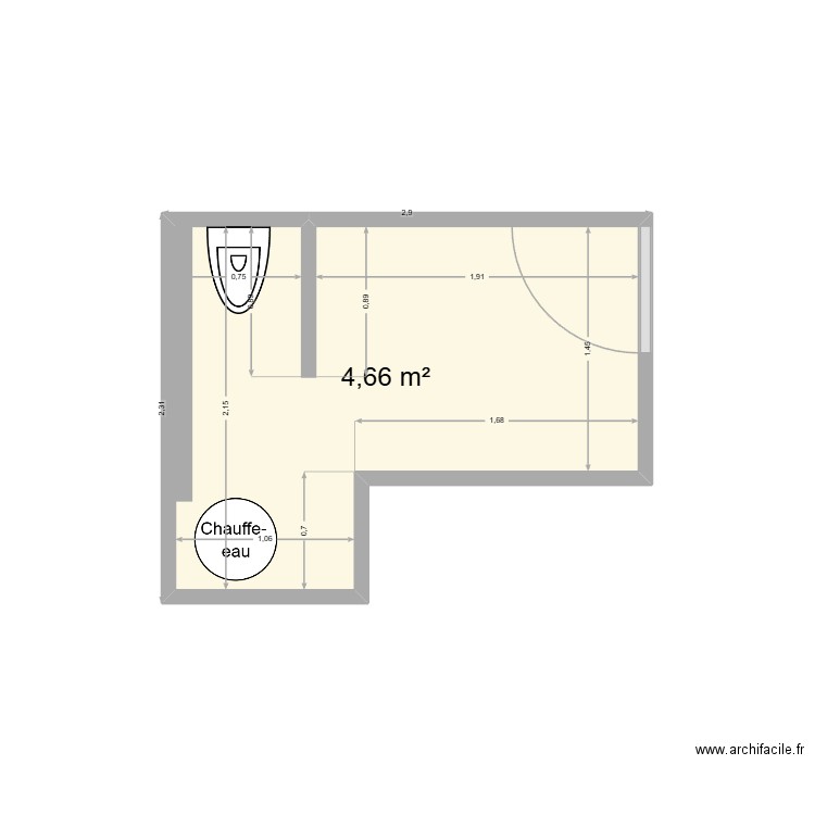 SDB MAISON. Plan de 1 pièce et 5 m2