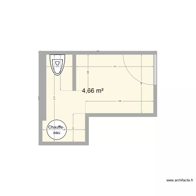SDB MAISON. Plan de 1  et 5 m²