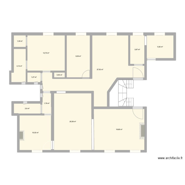 Plan Asnières V3. Plan de 14 pièces et 122 m2
