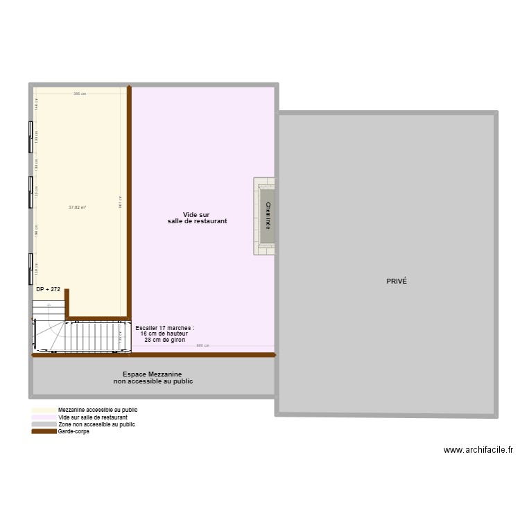 L'AVIATEUR PLAN DE L'EXISTANT MEZZANINE. Plan de 6 pièces et 238 m2