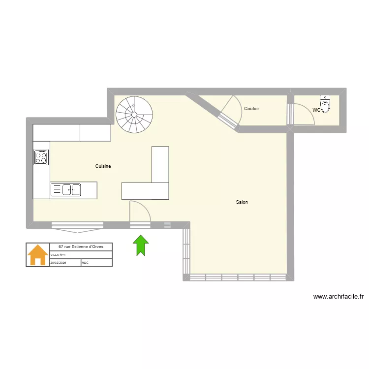 67 ESTIENNE D ORVE. Plan de 3 pièces et 52 m²