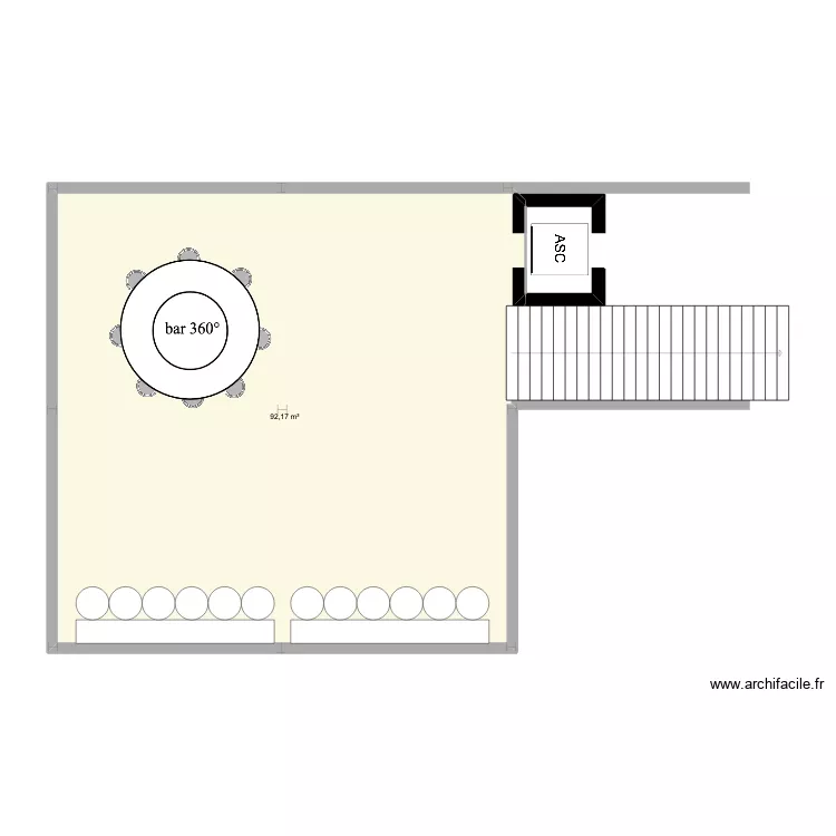 etage projet. Plan de 1 pièce et 92 m²