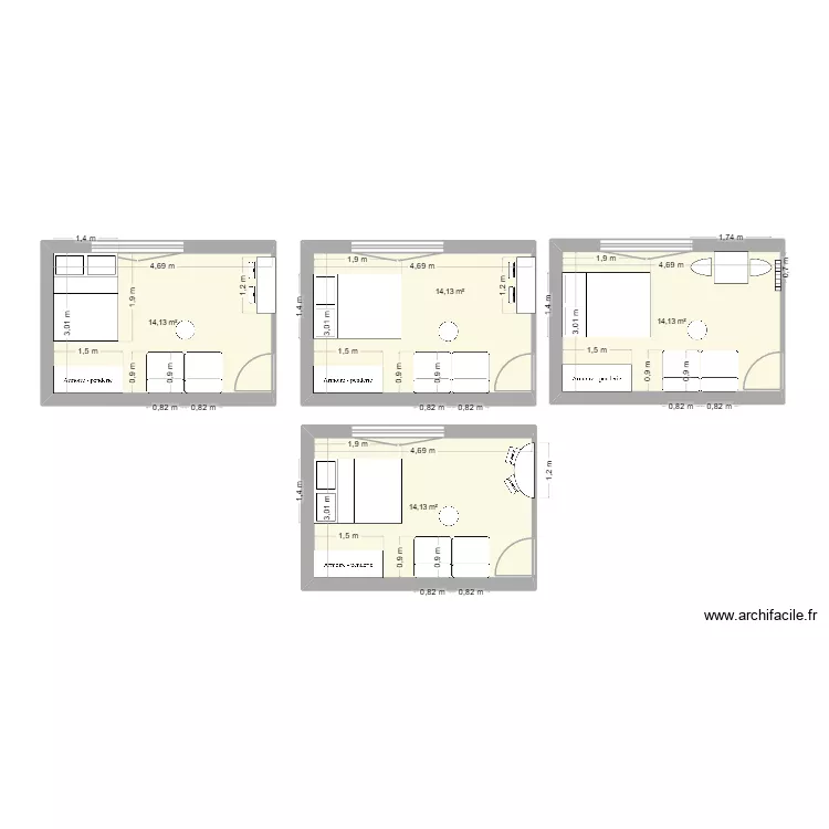 studio Lio. Plan de 4  et 57 m²