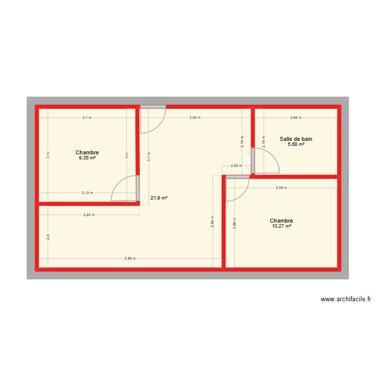 memer4. Plan de 5 pièces et 99 m2