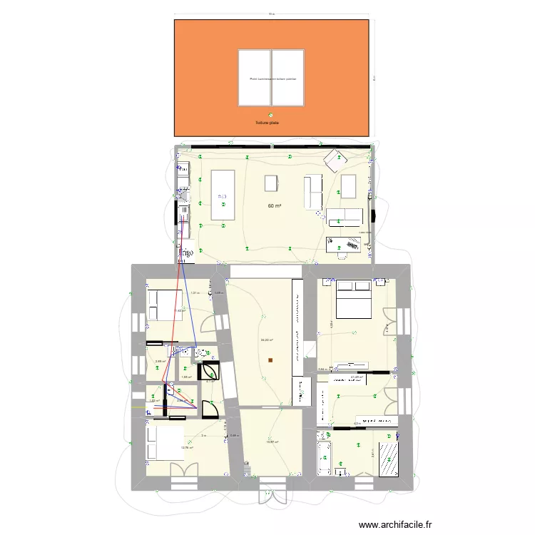 Ben. Plan de 11  et 174 m²