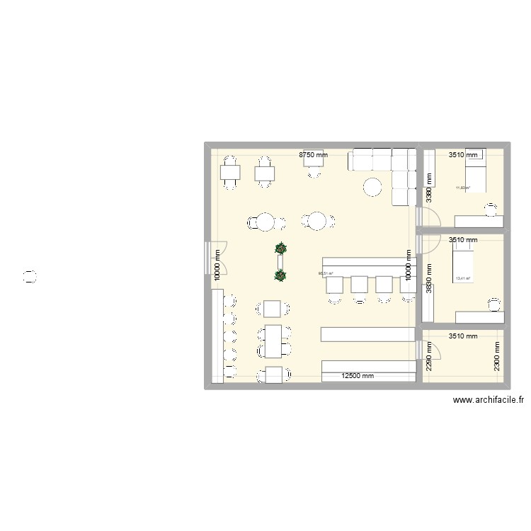 BEAUTY. Plan de 3 pièces et 121 m2