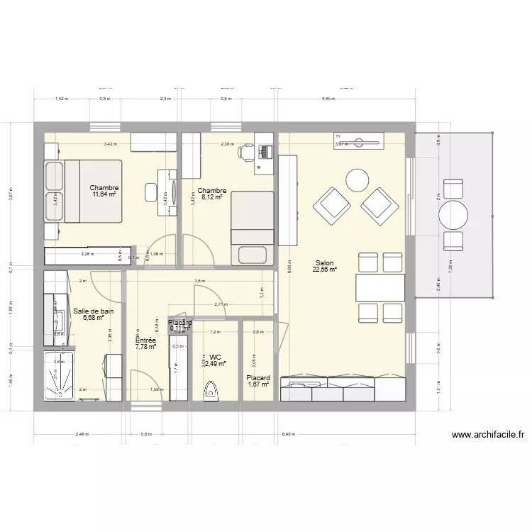 Domitys. Plan de 8 Pièces et 61 m²