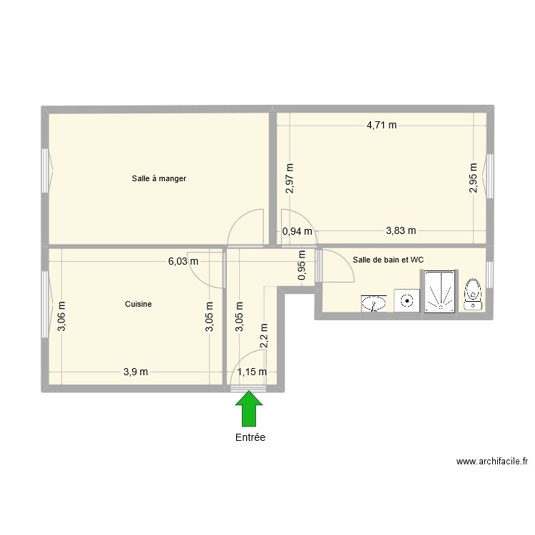 12 bis PAUL BERT. Plan de 3 pièces et 50 m2