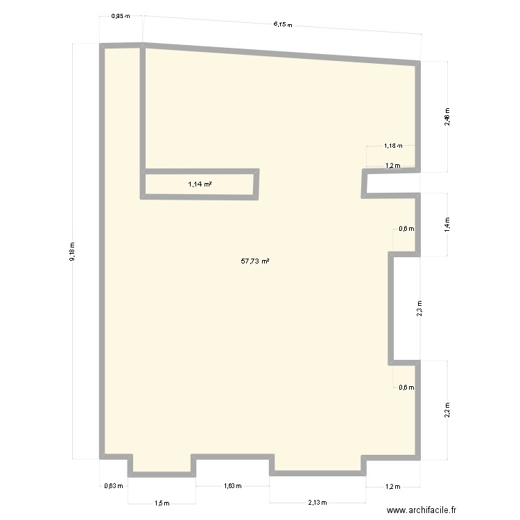 melcion. Plan de 2 pièces et 59 m2