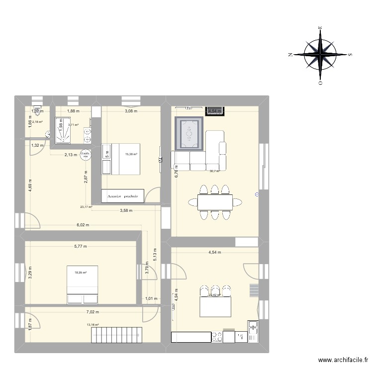 la taillée. Plan de 8 pièces et 130 m2
