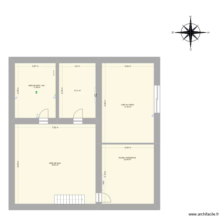 la taill&eacute;e. Plan de 5 pièces et 136 m²