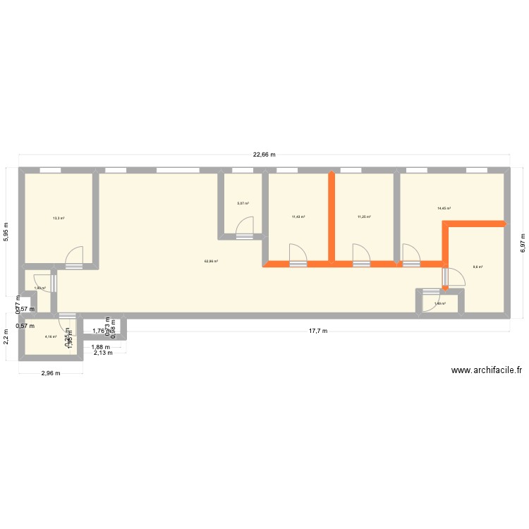 pagode modif. Plan de 10 pièces et 136 m2